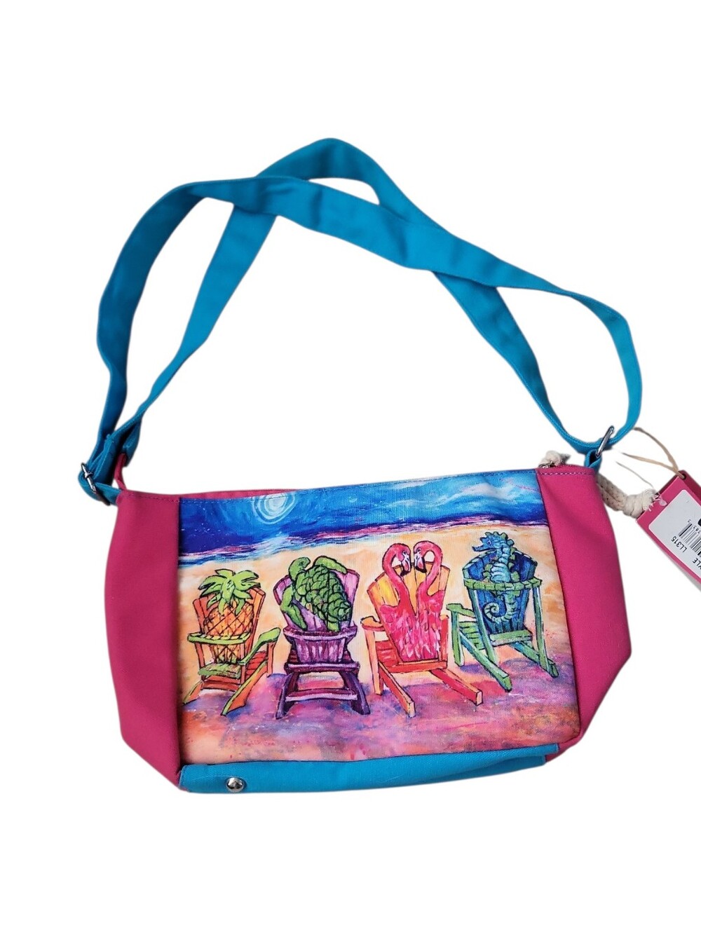 NWT Leoma Lovegrove Art Beach Canvas Purse / Crossbody Bag Resort Vacation - Picture 3 of 13